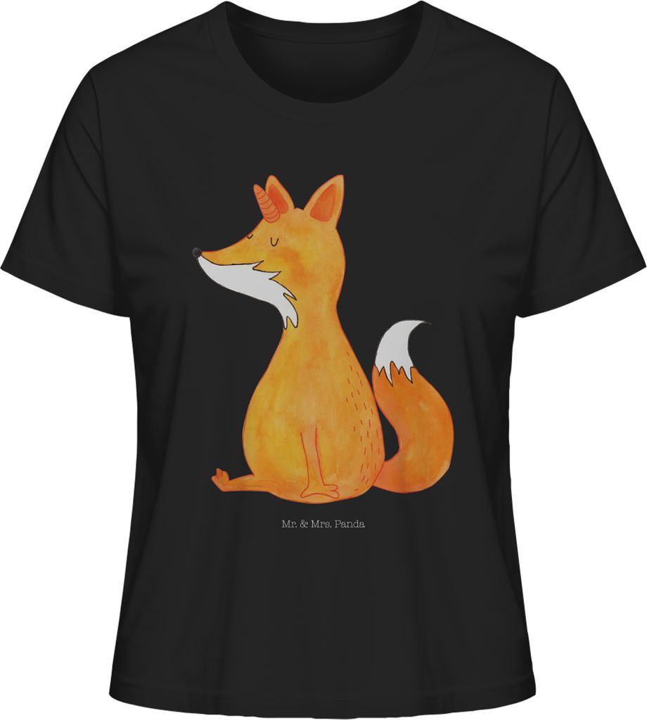 Mr. & Mrs. Panda Basic Shirt Damen Einhorn Fuchs Größe S - Schwarz - Geschenk, Unicorns, Unicorn, Oberteil, Baumwoll T-Shirt, Einhörner, Sommers...