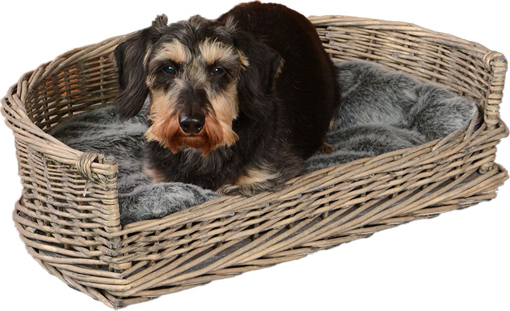 UNUS Hundebett Hundekorb Schlafplatz Hund grau 66 cm mit Kissen
