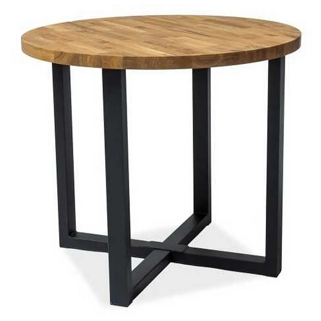 Table ronde GARY 1 plateau chêne et pieds noirs - Style scandinave