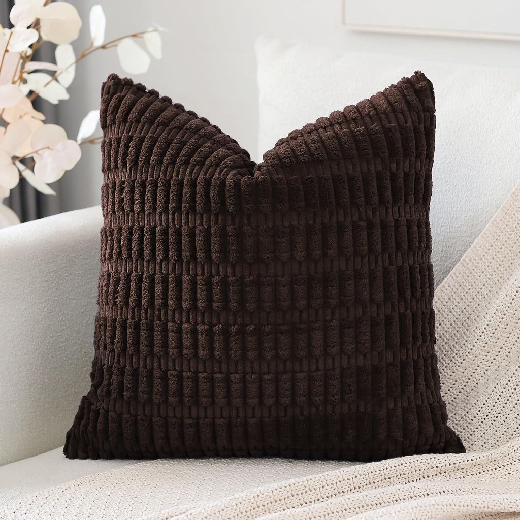 Set mit 1 Kissenbezug im Boho-Streifenmuster, einfarbiger Dekokissenbezug, Sofakissen, 50 x 50 cm, weiches Sofakissen für Wohnzimmer und Schlafzim...