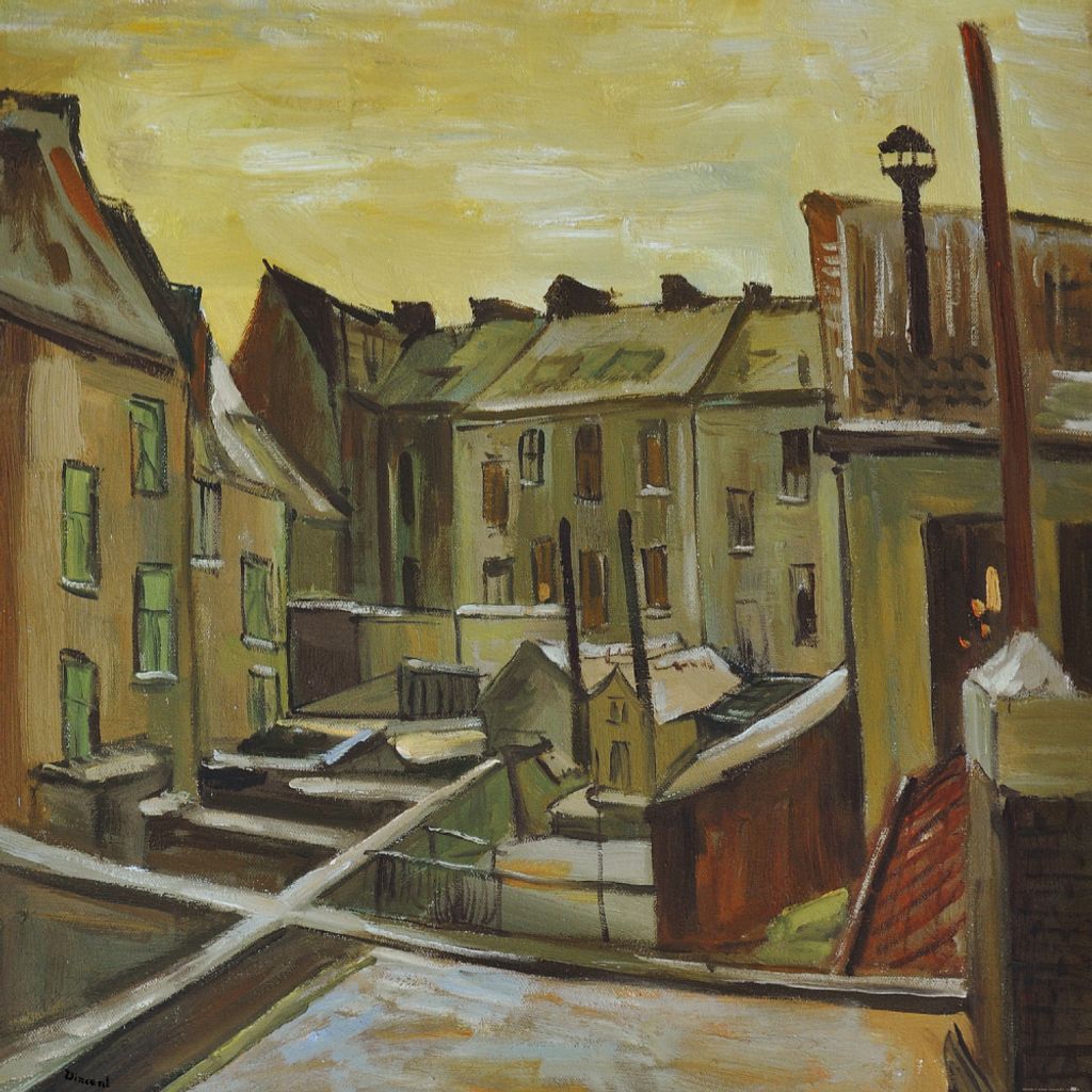 Vincent Van Gogh Kunstdruck Bild - Hinterhöfe In Antwerpen Im Schnee, 1885 (100 x 100 cm)