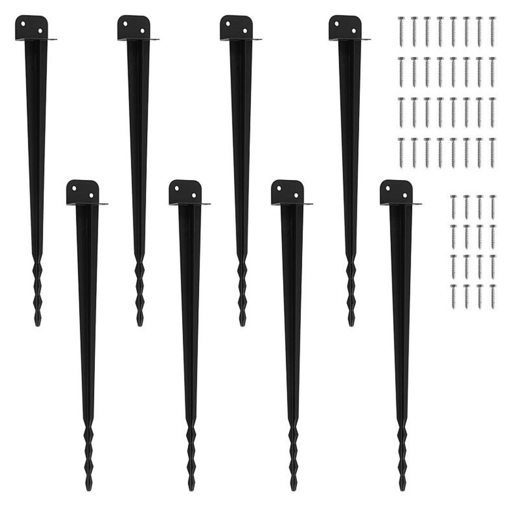 Faziango Einschlagbodenhülse 8 St., 700 mm, 55 mm, pulverbeschichtet, Pfostenträger für Holzpfosten, Zaun, Sichtschutz und Gartenprojekte