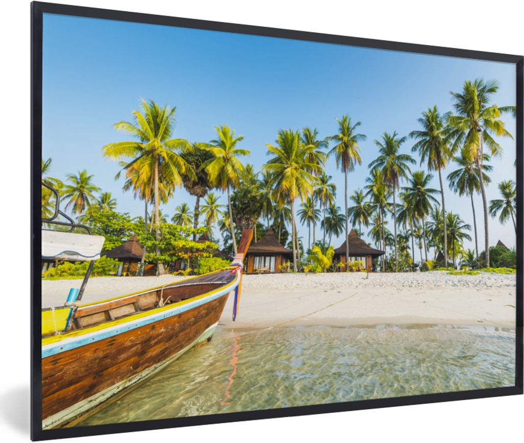 MuchoWow Gerahmtes Poster Strand - Kajak - Sommer 30x20 cm - Poster mit Schwarzem Bilderrahmen Wandposter Rahmen Foto Bilder - Kunstdruck - Bild-...