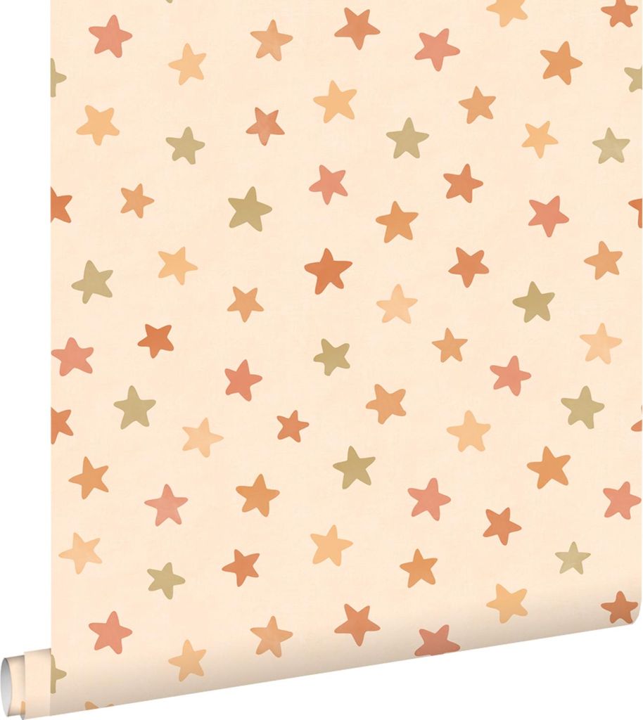 ESTAhome Tapete kleine Sterne Beige, Orange und Gelb 50 x 900 cm