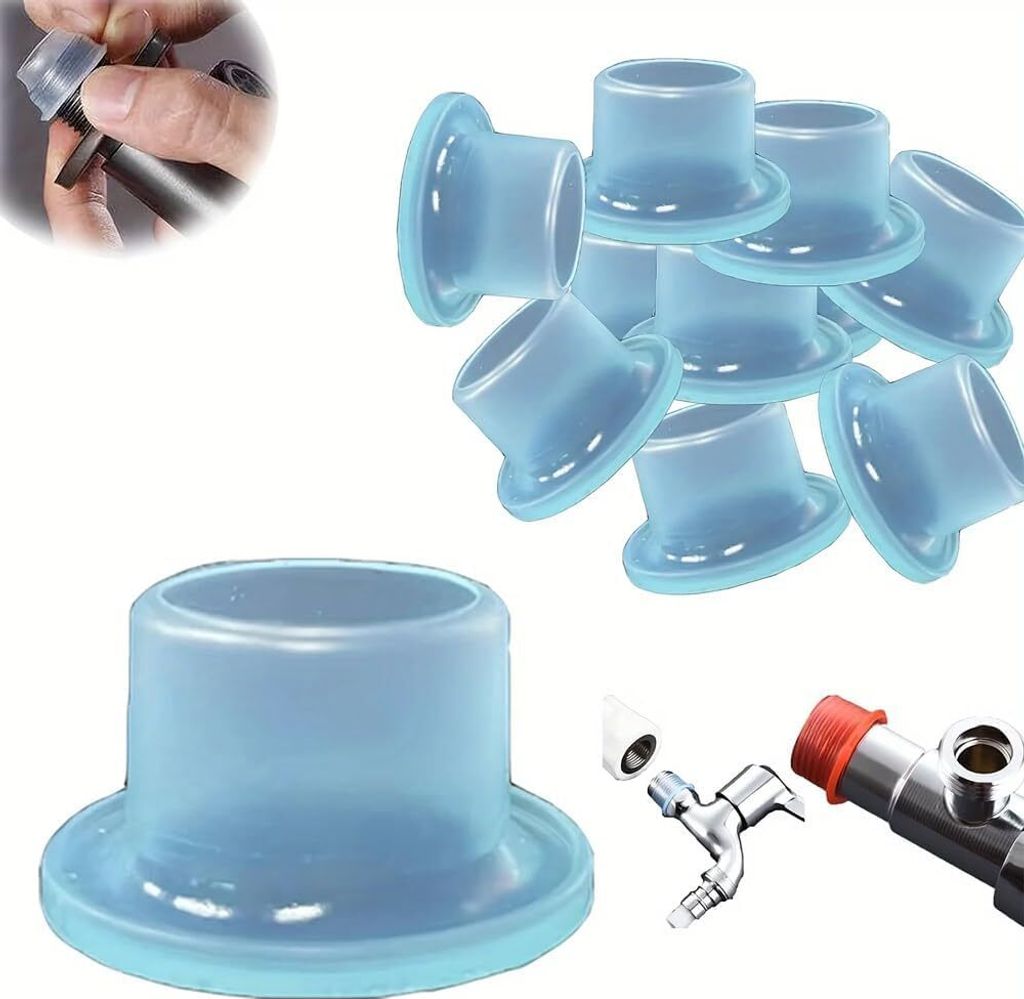 Wasserhahn auslaufsichere Dichtung, Silikon-Rohmaterial-Gürteldichtung, Sanitär-Dreiecksventil verhindern Tropflecks (12PCS, Blau)