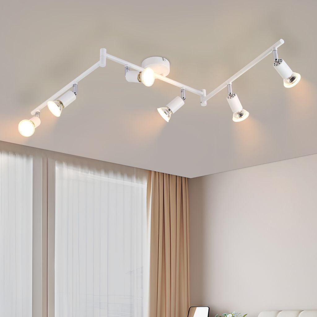 ZMH LED Deckenstrahler 6 Flammig GU10 - Innen Deckenleuchte Lampe Decke Weiß Modern Deckenlampe Keller für Wohnzimmer Badezimmer Küche