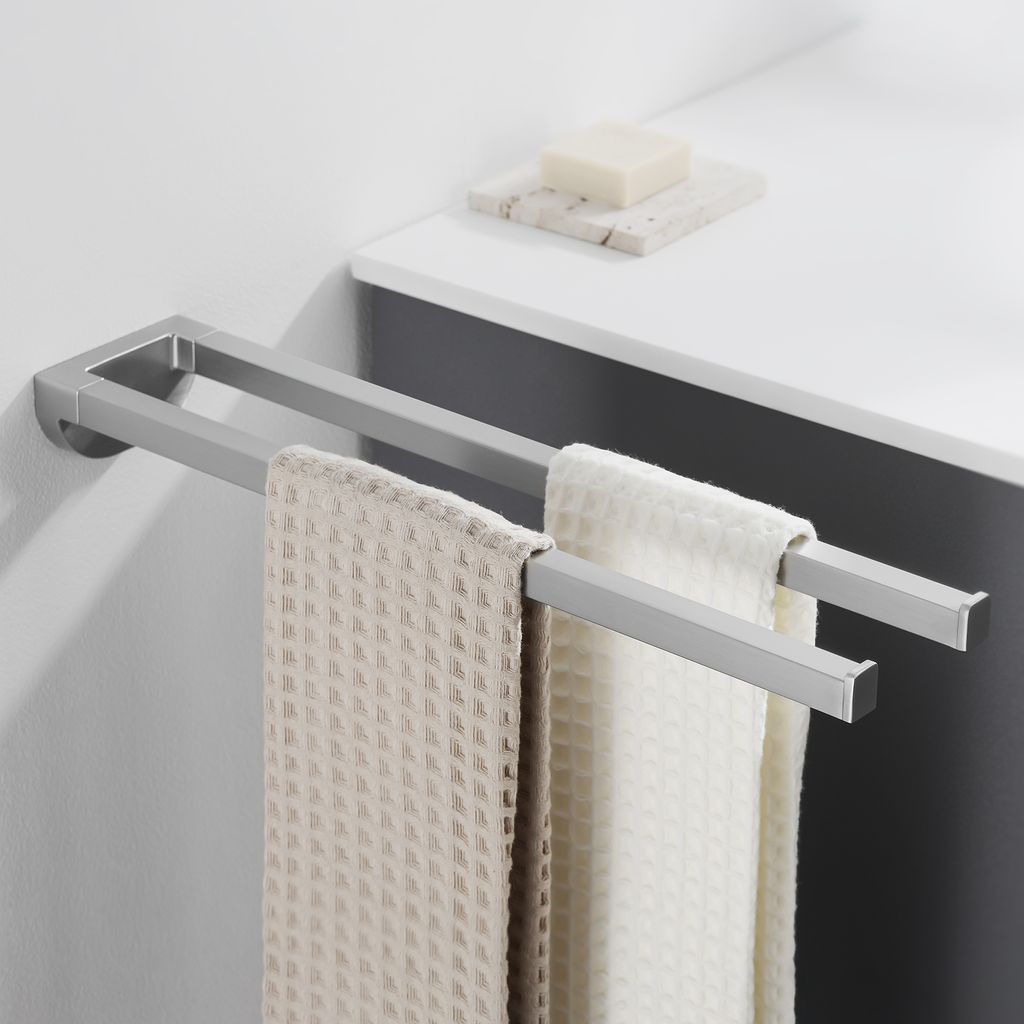 Doppelhandtuchhalter 2-armig Edelstahl Handtuchhalter Handtuch Halter Wand Handtuchstange 40cm Doppelt Handtuchständer,Ohne Bohren