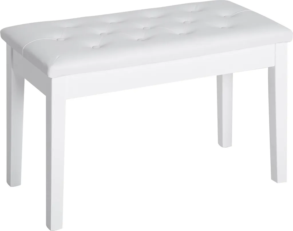 Tabouret de piano blanc Fortuna Lai avec coffre de rangement intégré