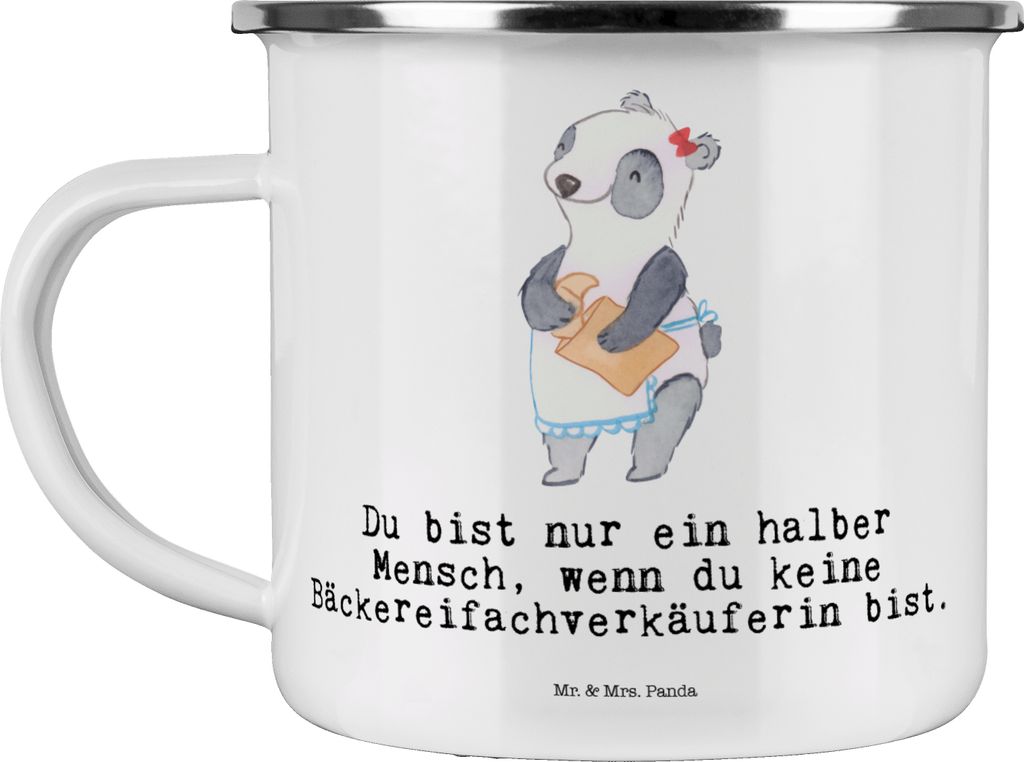 Mr. & Mrs. Panda Reisebecher Bäckereifachverkäuferin Herz - Weiß - Geschenk, Witzig, Spruch, Danke, Pott, emaillebecher, Lustig, Bäckerei, Back...