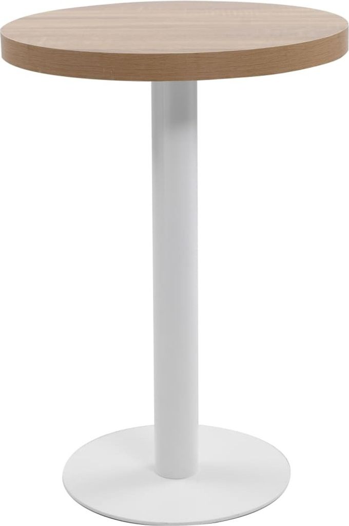Bistrotisch FLORI rund Hellbraun/Weiß 60 cm MDF | Esstisch kleiner Tisch Cafe Gartentisch Balkontisch Outdoortisch