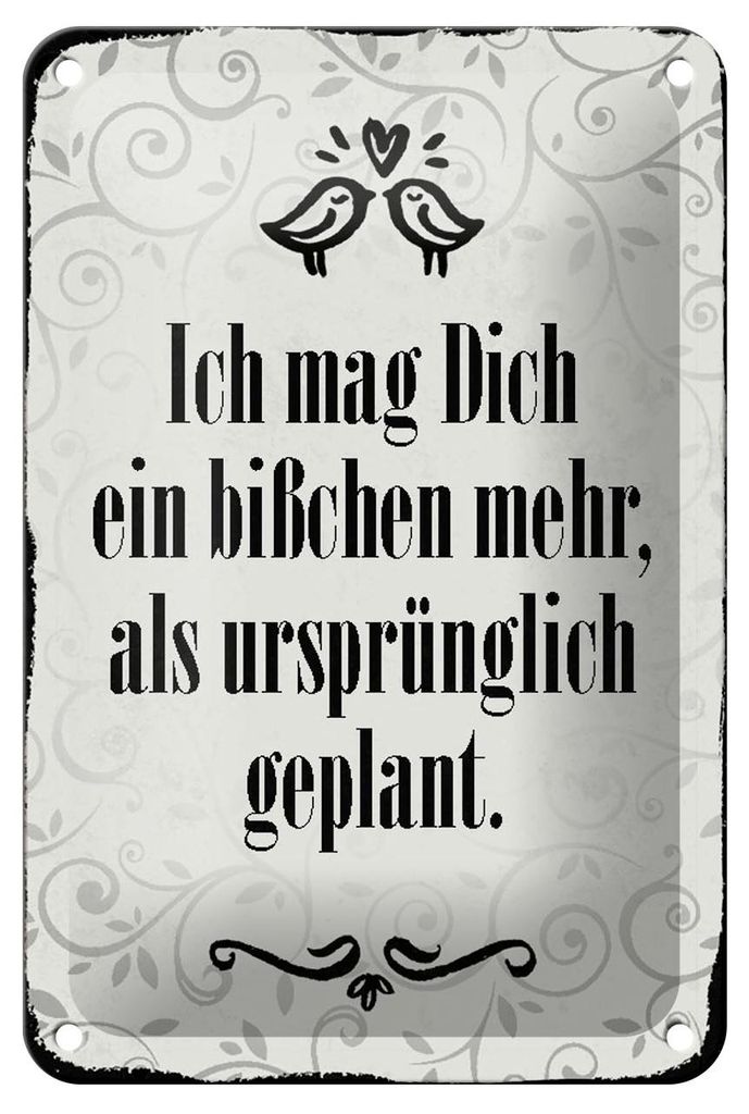 Blechschild Spruch 12x18cm ich mag dich ein bisschen mehr