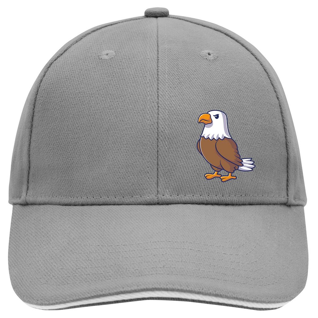 Huuraa Cappy Mütze Adler Comic Dark Grey/White Baumwolle 6-Panel Kappe Geschenkidee