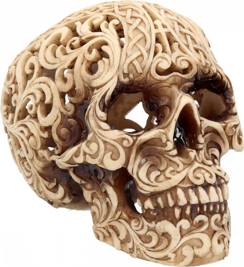 Décoration Tête de Mort Celtique 18,5 cm - Objet d'Art Fantastique Chic
