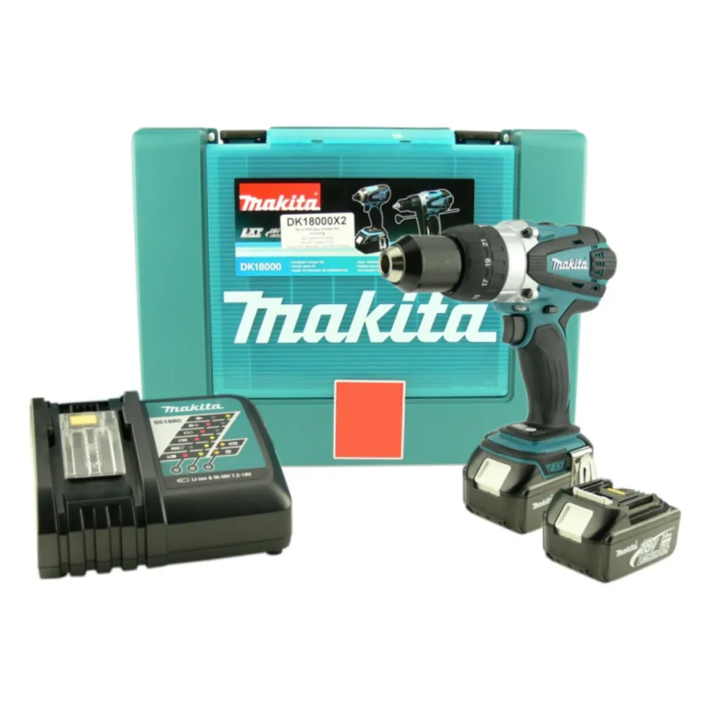 Perceuse à percussion sans fil 18V Makita BHP458RFE avec coffret et 2 accus