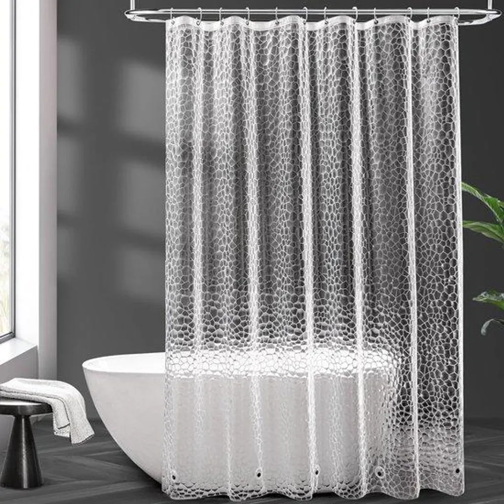 Rideau de douche anti-moisissure transparent pour cabine et baignoire