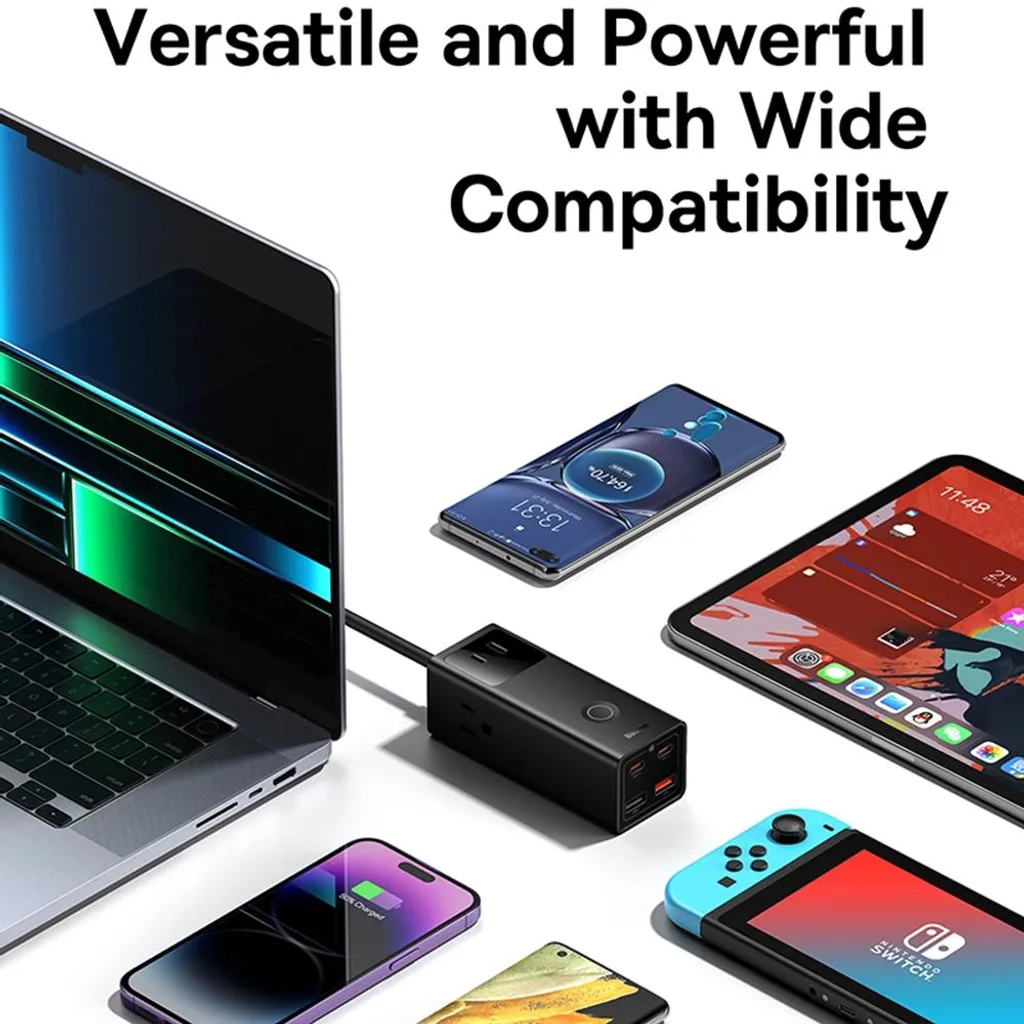 Multiprise USB-C 65W Baseus PowerCombo - Station de charge bureau noire
