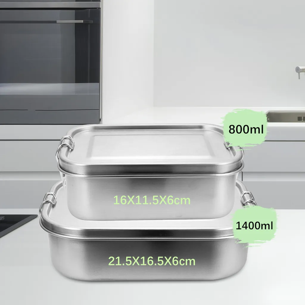 Set Lunch Box Jiubiaz Acciaio Inox 800+1200ml | Schiscetta Senza BPA - 9
