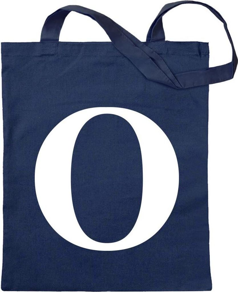 Kiwistar - Baumwolltasche - dunkelblau - Buchstabe O - Alphabet - Tragetasche Stoffbeutel Umhängetasche Langer Henkel