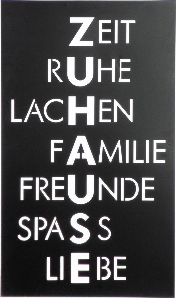 Gilde Wandrelief, rechteckig, "Zuhause", Spruch, Metall, Produktbild 
