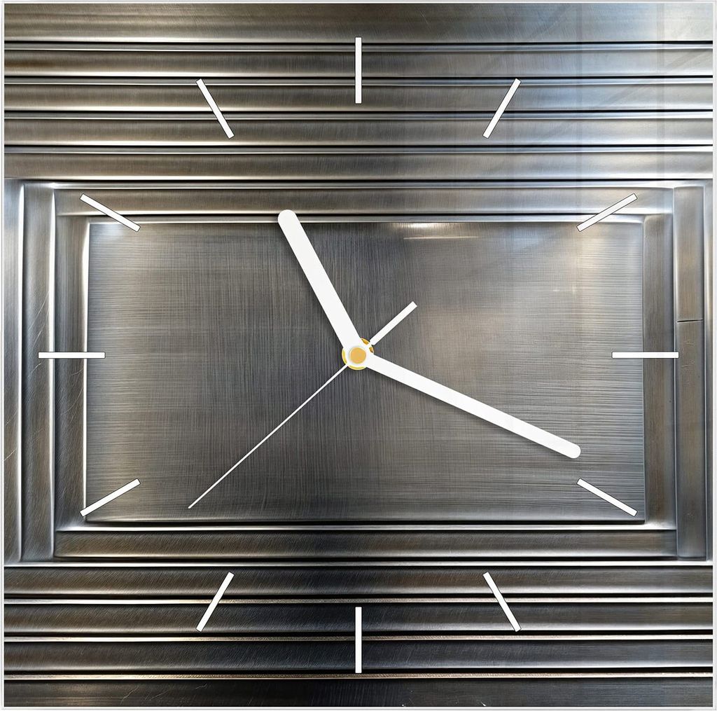 Wanduhr aus Glas mit Motiv Metallrahmen- 30 x 30 cm - inkl. Aufhängesystem