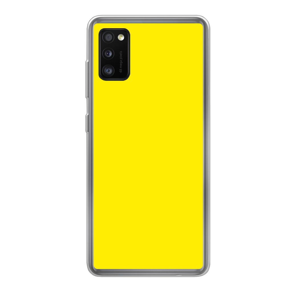 MuchoWow Handyhülle Schutzhülle Hülle für Samsung Galaxy A41 Gelb - Zitrone - Neon - Farben Silikon Softcase Handy Hülle - Mobiltelefon