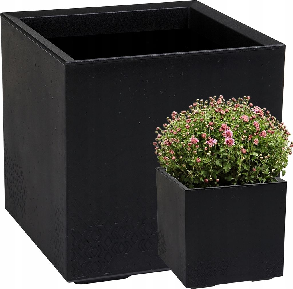 Vaso da fiori Lamela | a scacchiera | 40 cm | cemento nero Immagine del prodotto 