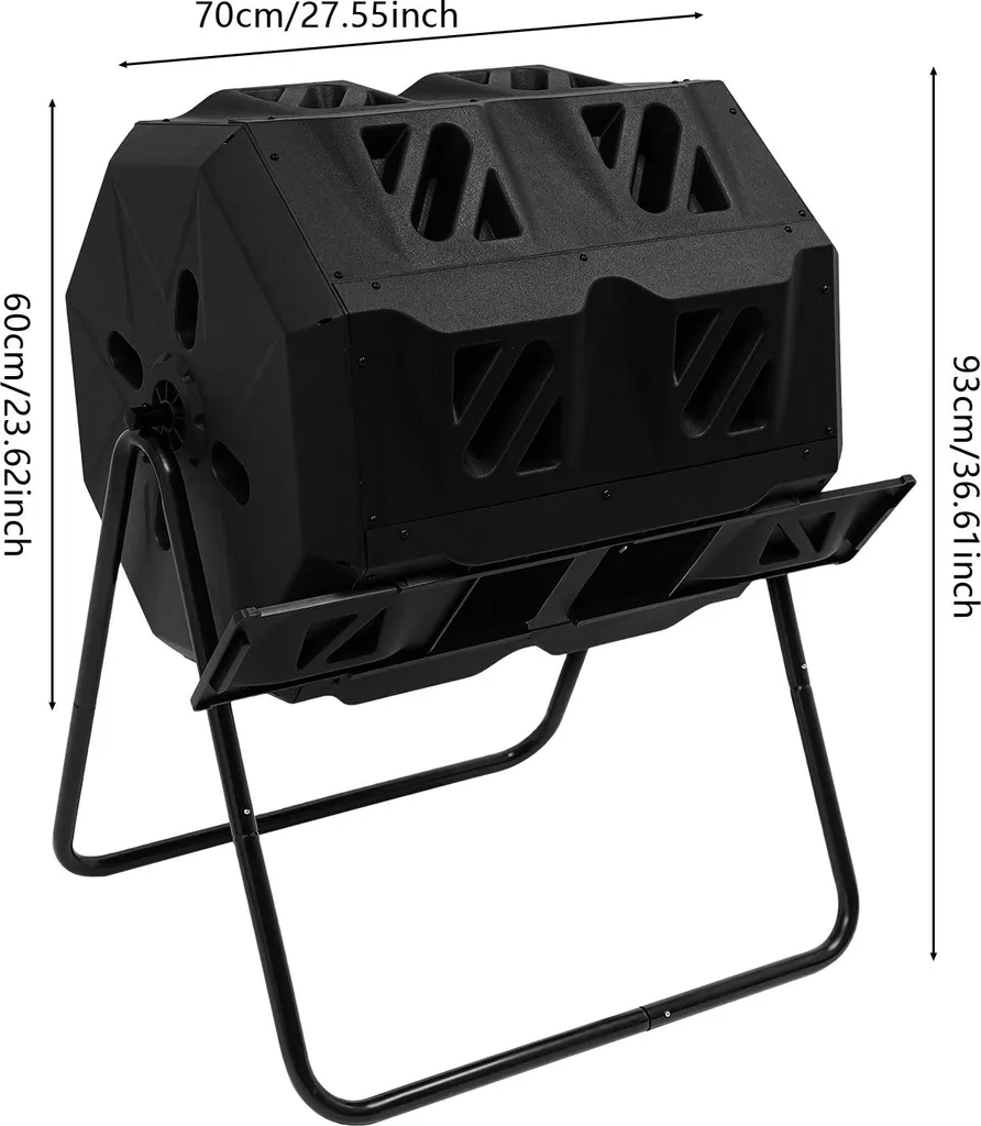 Composteur rotatif 160L double compartiment avec aération active