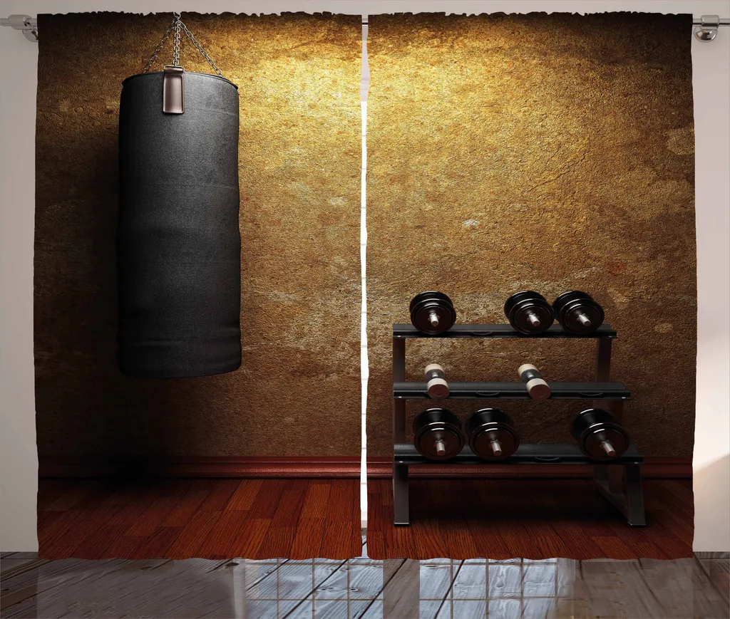 ABAKUHAUS Fitness Rideau Rustique Salle de Sport 280x225cm Marron Noir
