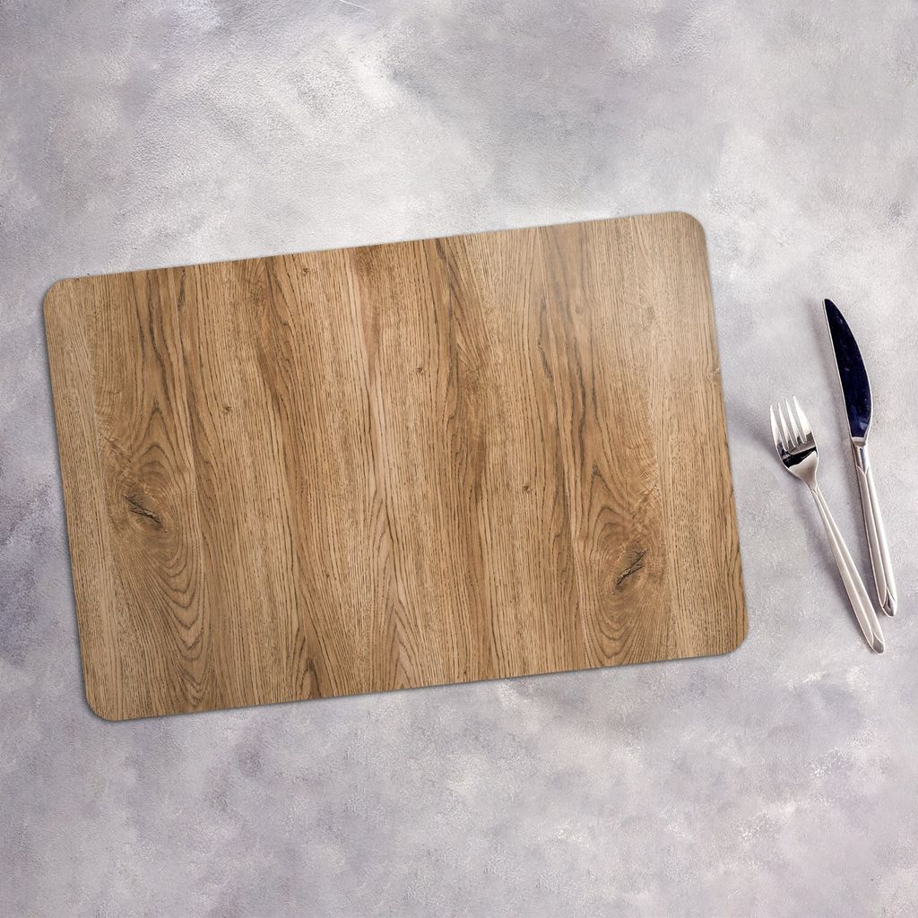 Tischset 6x45x30 cm + 6x10fi cm Platzset Tischmatte Platzmatte Untersetzer - Helles Holz