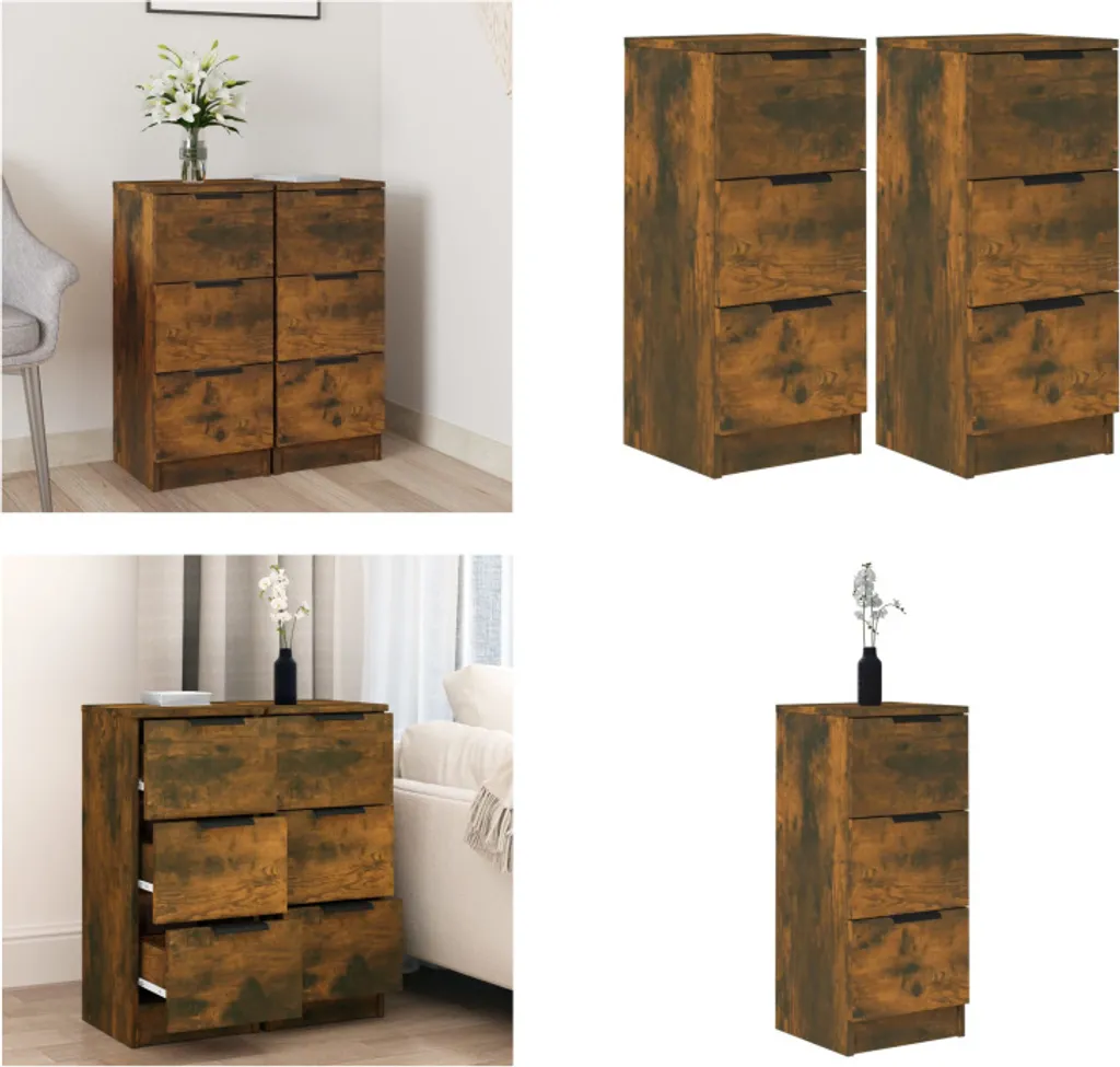 Set 2 Mobili Contenitori vidaXL Rovere Fumé 30x30x70 cm | Design Urban