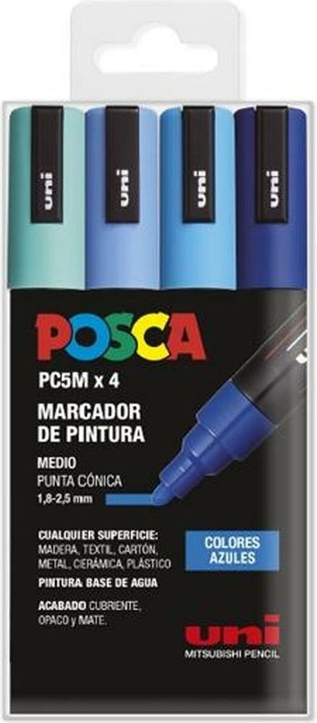 POSCA PC-5M Blaues mehrfarbiges Lesezeichen-Set