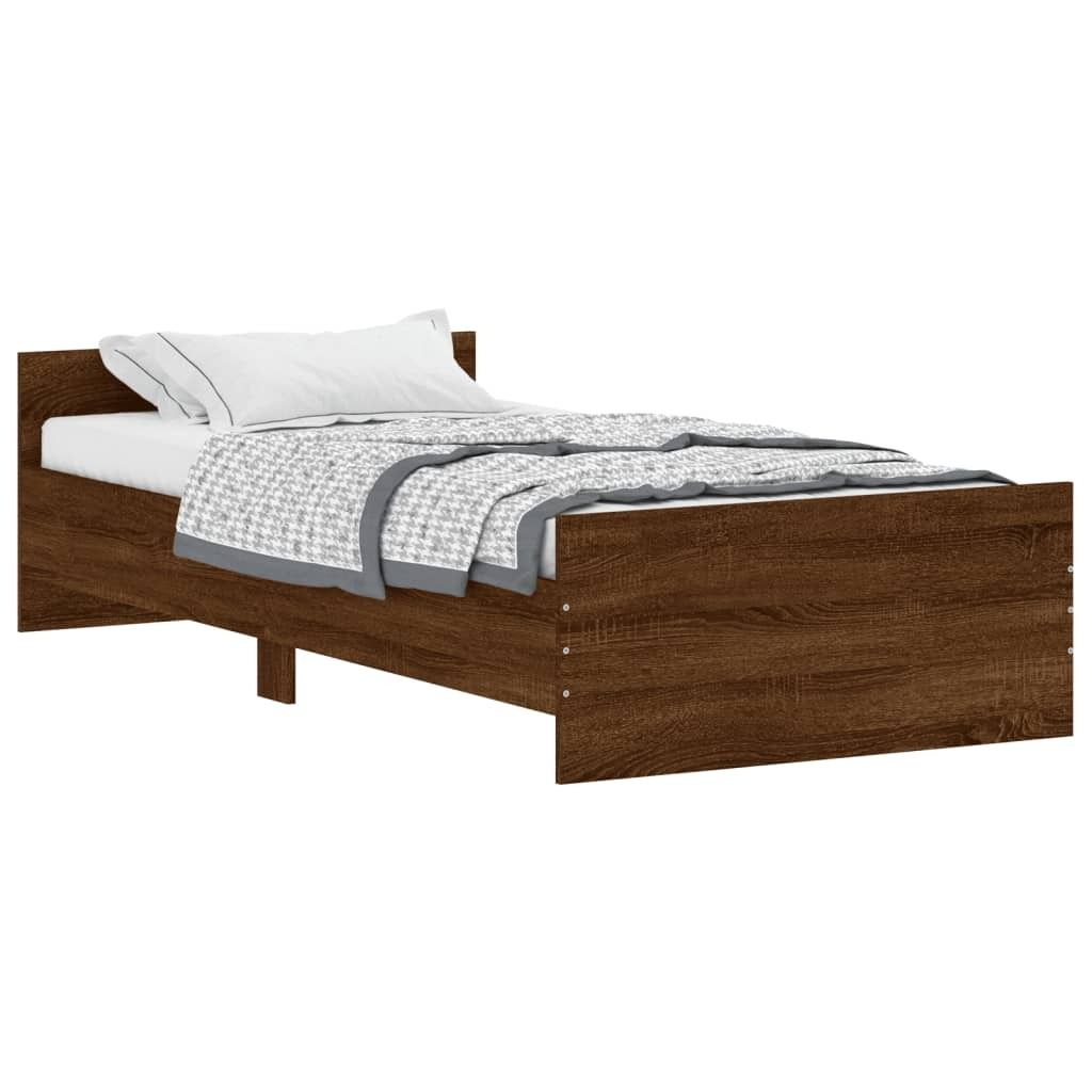 "2026 MODERNE"Bettgestell Stylishces - Einzelbett/Jugendbett mit Lattenrost - ohne Matratze - Braun Eiche 100x200cm Holzwerkstoff - Klassische Bett...