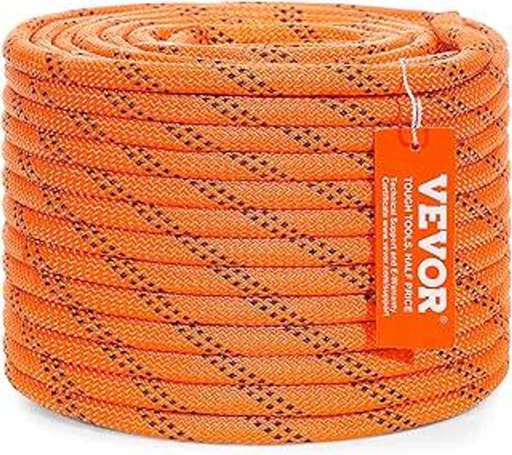 VEVOR doppelt geflochtenes Polyesterseil, 3/8 Zoll x 120 Fuß, 48 Stränge, 4000 Pfund Bruchfestigkeit, Outdoor-Kletterseil, Baumpflegeseil für Fe...