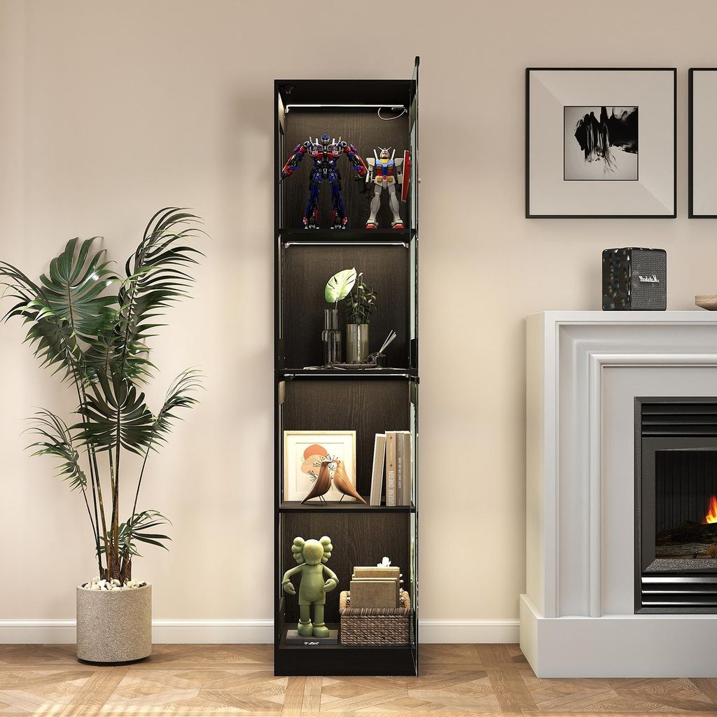 Puluomis Vitrine Vitrinenschrank aus Glas mit Sensorlicht & grifflosem Design, 40 x 35 x 165 cm, Präsentation für Wohnzimmer, Schlafzimmer und K...