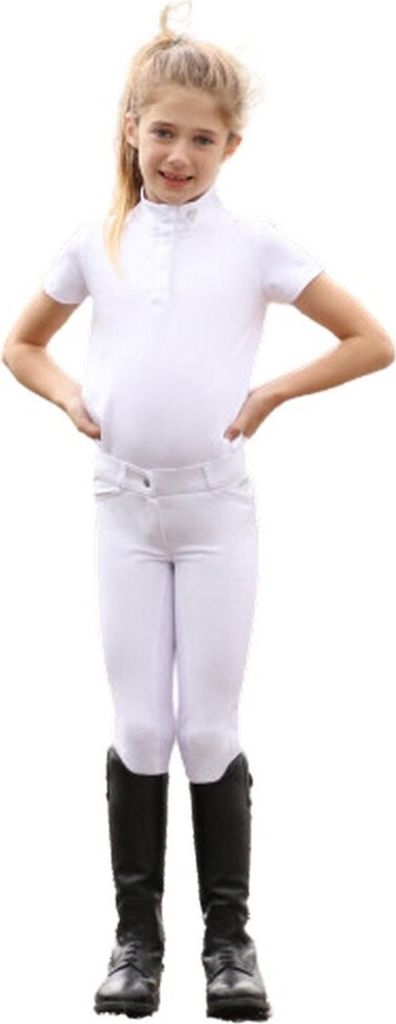 Hy - "Cadiz Mizs" Bluse für Springreiten für Mädchen BZ4737 (140) (Weiß/Silber)