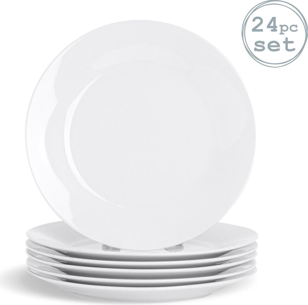 Weiße breite umrandete, kleine Dessert / Speise Teller 190 mm - 24er Box