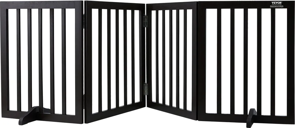 Barrière de sécurité pour chien pliable marron - Porte animaux 4 panneaux
