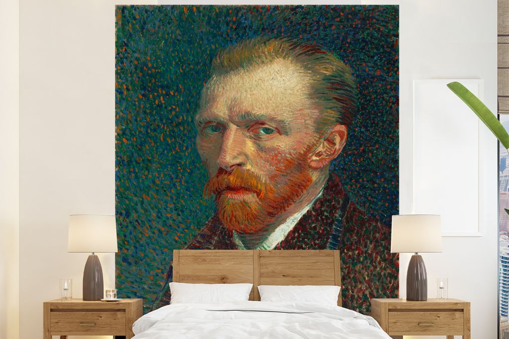 MuchoWow Fototapete für Wohnzimmer oder Schlafzimmer Wandtapete Vinyl Motivtapete Selbstporträt - Vincent van Gogh - 210x260 cm - Wand Tapete