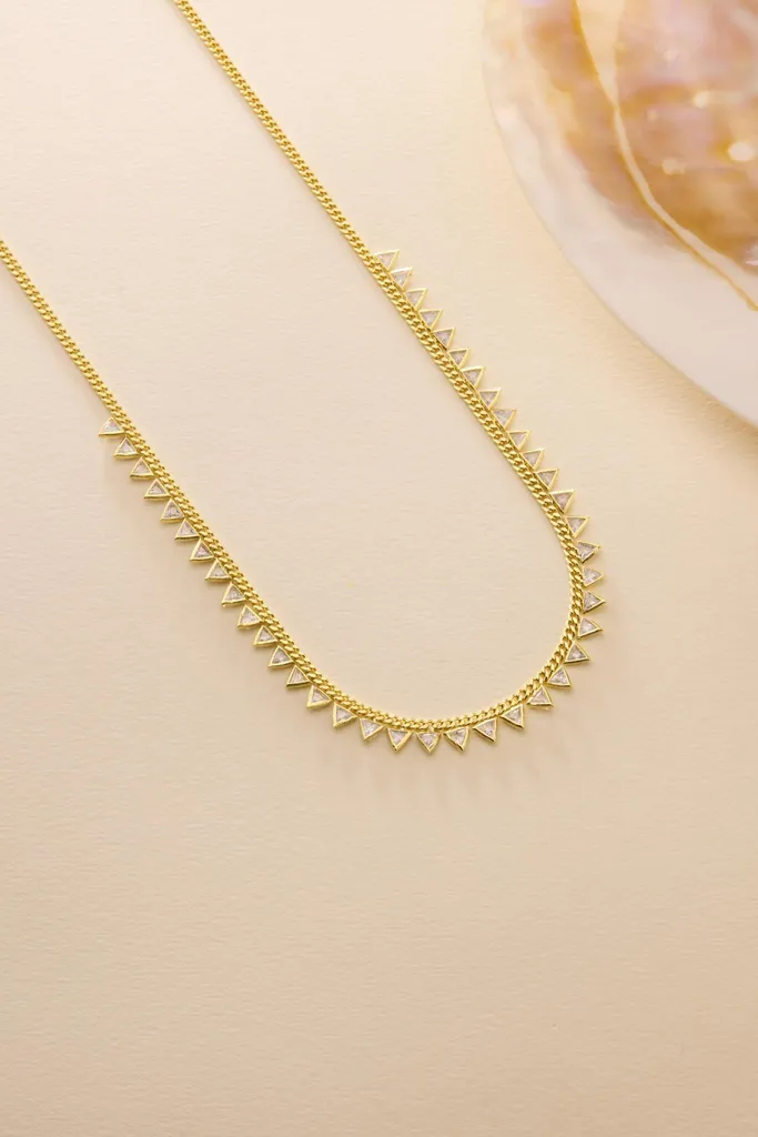 Collier pendentif triangle en argent doré, bijou minimaliste ajustable