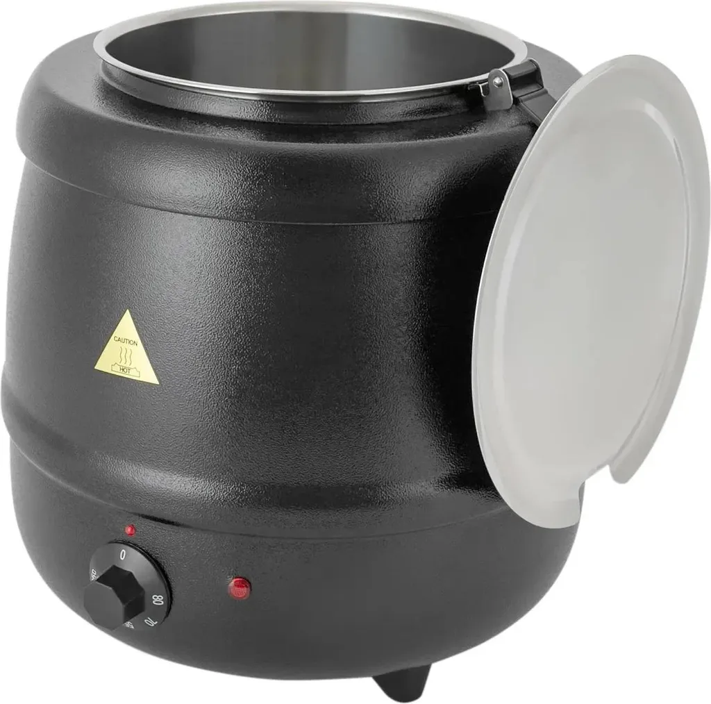 Scalda Zuppe Elettrico 10L Nero Buffet: Inserto Inox Rimovibile
