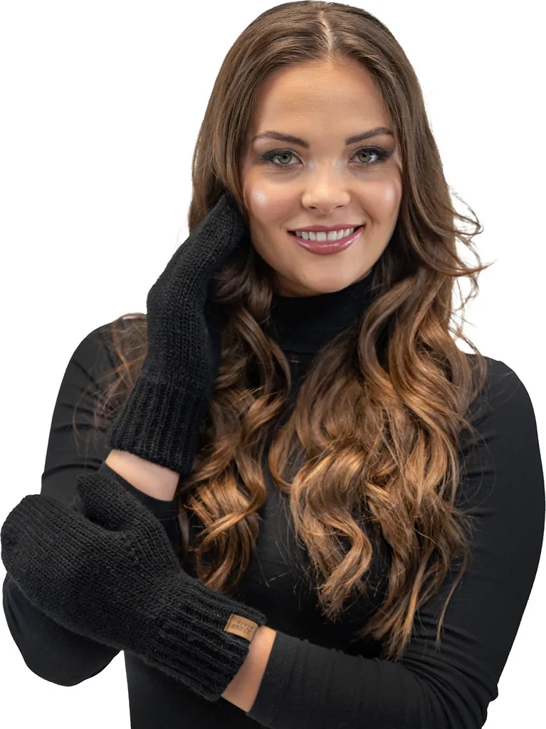 Guanti a doppio dito da donna Vivisence Guanti caldi invernali Accecoires 7015R, nero, taglia unica