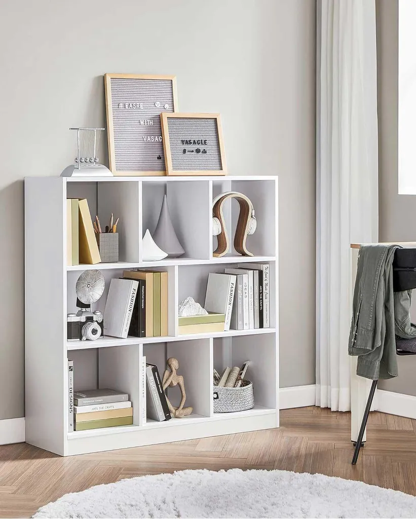 Bibliothèque blanche bois 97.5x30x100cm pour optimiser petits espaces