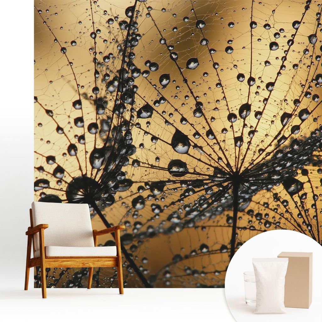 Fototapete - 250x250 cm - Tapete - Wandtapete - Wandbilder - Dekofolie - Tapete Folie - Wand - Dekoration - Wohnzimmer - Zarte Tropfen