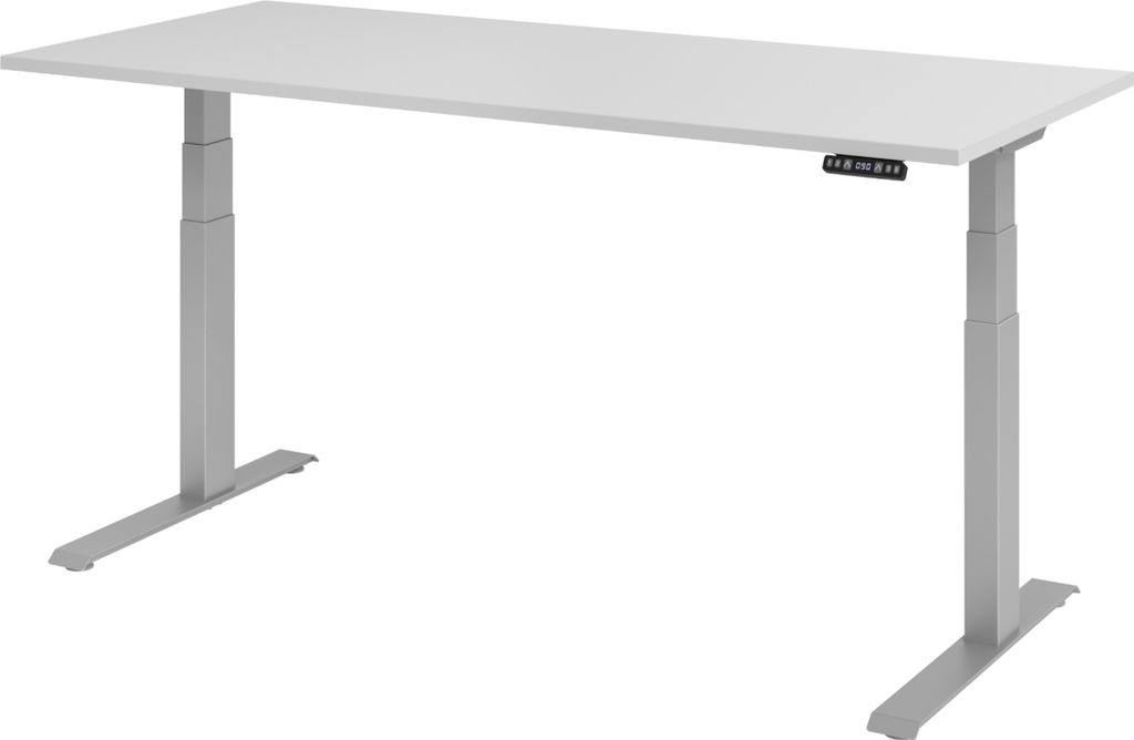 bümö Schreibtisch elektrisch XDKB - Gestell: Silber, Nachbildung: Grau, Größe: 180 x 80 cm