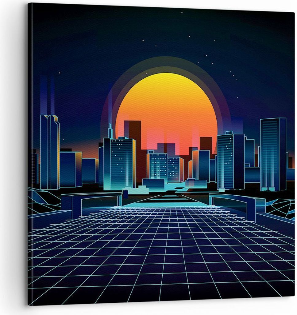 Bild auf Leinwand - Leinwandbild - stadt modern - 60x60cm - Wand Bild - Wanddeko - Wandbilder - Leinwanddruck - Bilder - Kunstdruck - Wanddekoratio...