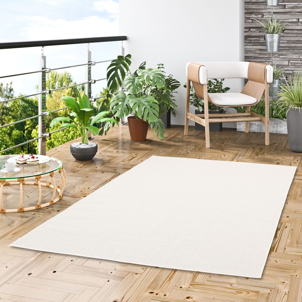 In & Outdoor Teppich Flachgewebe Natur Valencia Creme Mix, Größe:160x230 cm