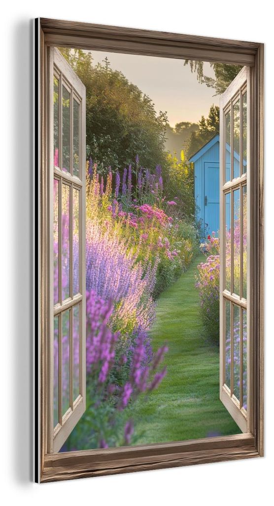 MuchoWow Wanddekoration Metall Metallbild Wandkunst 80x120 cm Durchsichtig - Blumen - Fenster - Natur MuchoWow Aluminium Gemälde - Bilder