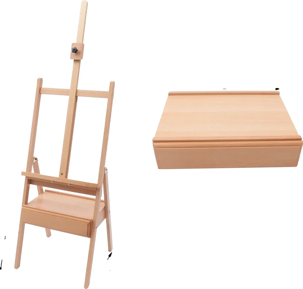 Chevalet stable anti-encombrement avec rangement hêtre réglable 60-90 cm
