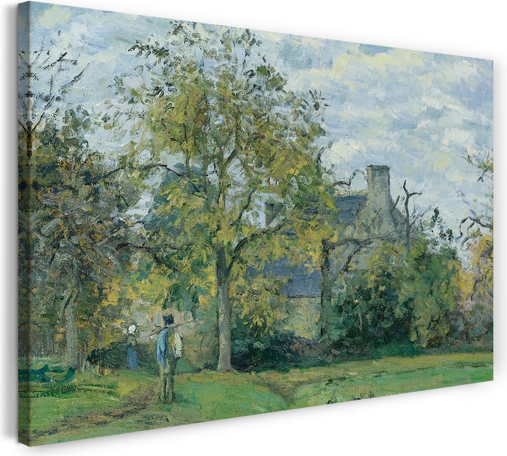 Leinwandbild (60x40cm): Camille Pissarro - LA MAISON DE PIETTE À MONTFOUCAULT, echter Holz-Keilrahmen inkl. Aufhänger, handgefertigt in Deutschland