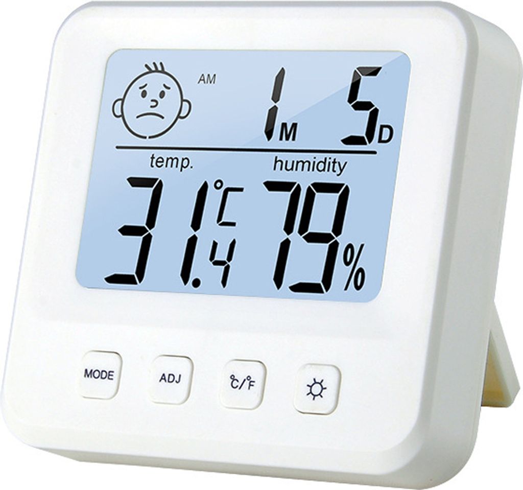 Digitales Hygrometer Temperatur Feuchtigkeitsmessgerät mit Weckerfunktion Zeitanzeige Komfortanzeige, -50-70°C, 10-99% RH, für Homeoffice Babyzi...